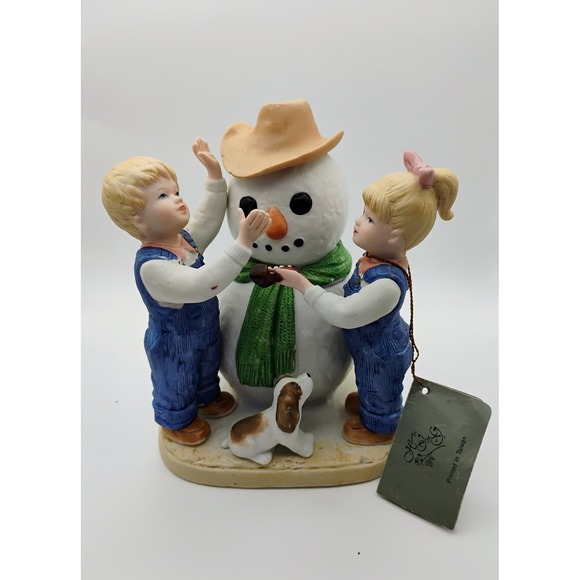Homco Other - HOMCO Denim Days #1508 "Our Snowman" Vintage 1985 Figurine Kids w/ Snowman & Dog